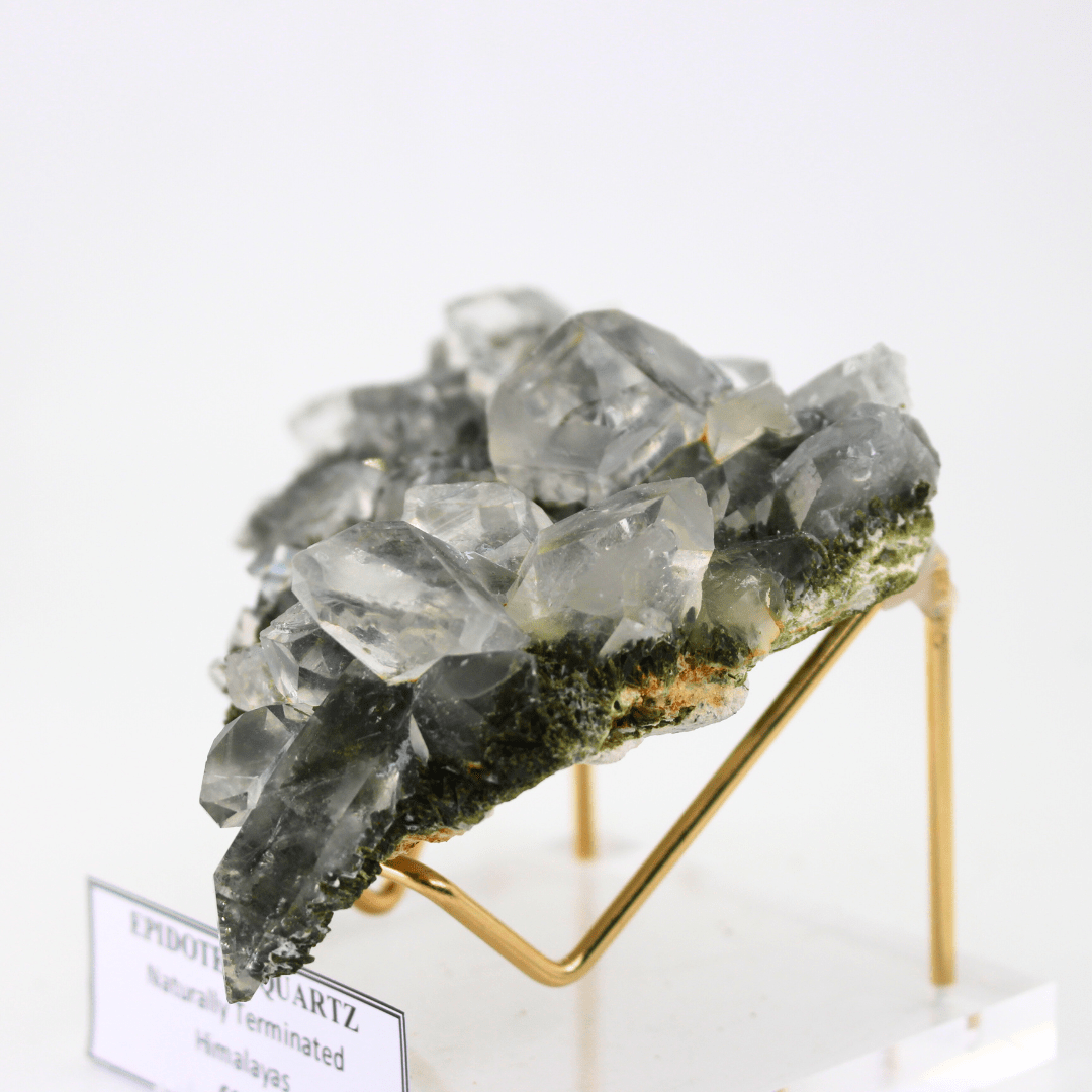 Epidote & Quartz Naturally Terminated Himalayas 329 Natural Mineral Specimen Fine Collectable Cabinet Display Piece Geological Interest