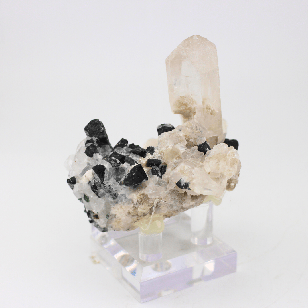 Quartz Tourmaline Naturally Terminated Himalayas 268 Natural Mineral Specimen Fine Collectable Cabinet Display Piece Geological Interest