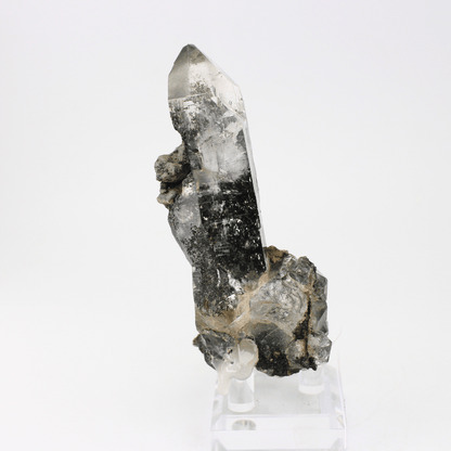 Quarz mit Chlorit, natürlich terminiert, Himalaya, 324, natürliches Mineralienmuster, feines Sammlerstück für Vitrine, geologisches Interesse