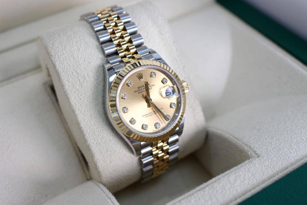 Rolex DateJust 31 278273 Champagne Diamond Dial Concealed Clasp 2022 Luxury Mechanical Swiss Watch