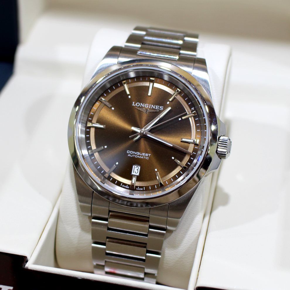 Longines Conquest L3.830.4.62.6 Braunes Zifferblatt 41mm Edelstahl Automatikuhr