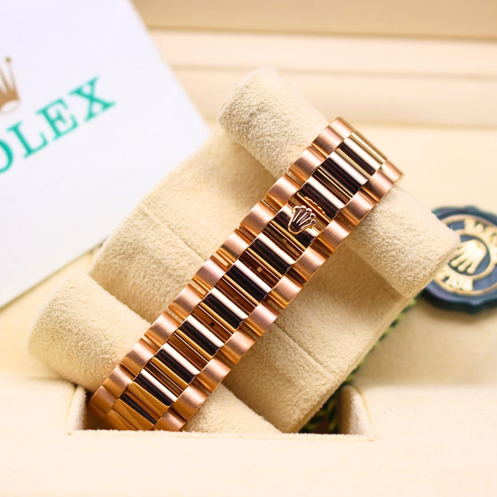 Rolex Day Date 118235 President Bracelet Brown Dial Rose Gold 2002 Good Condition Fluted Bezel 36mm Mechanical Watch - product image from Imperial Time ...