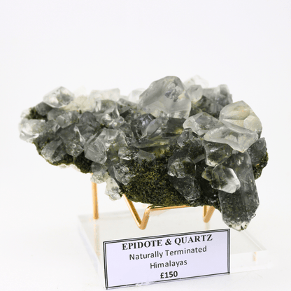Epidote & Quartz Naturally Terminated Himalayas 329 Natural Mineral Specimen Fine Collectable Cabinet Display Piece Geological Interest