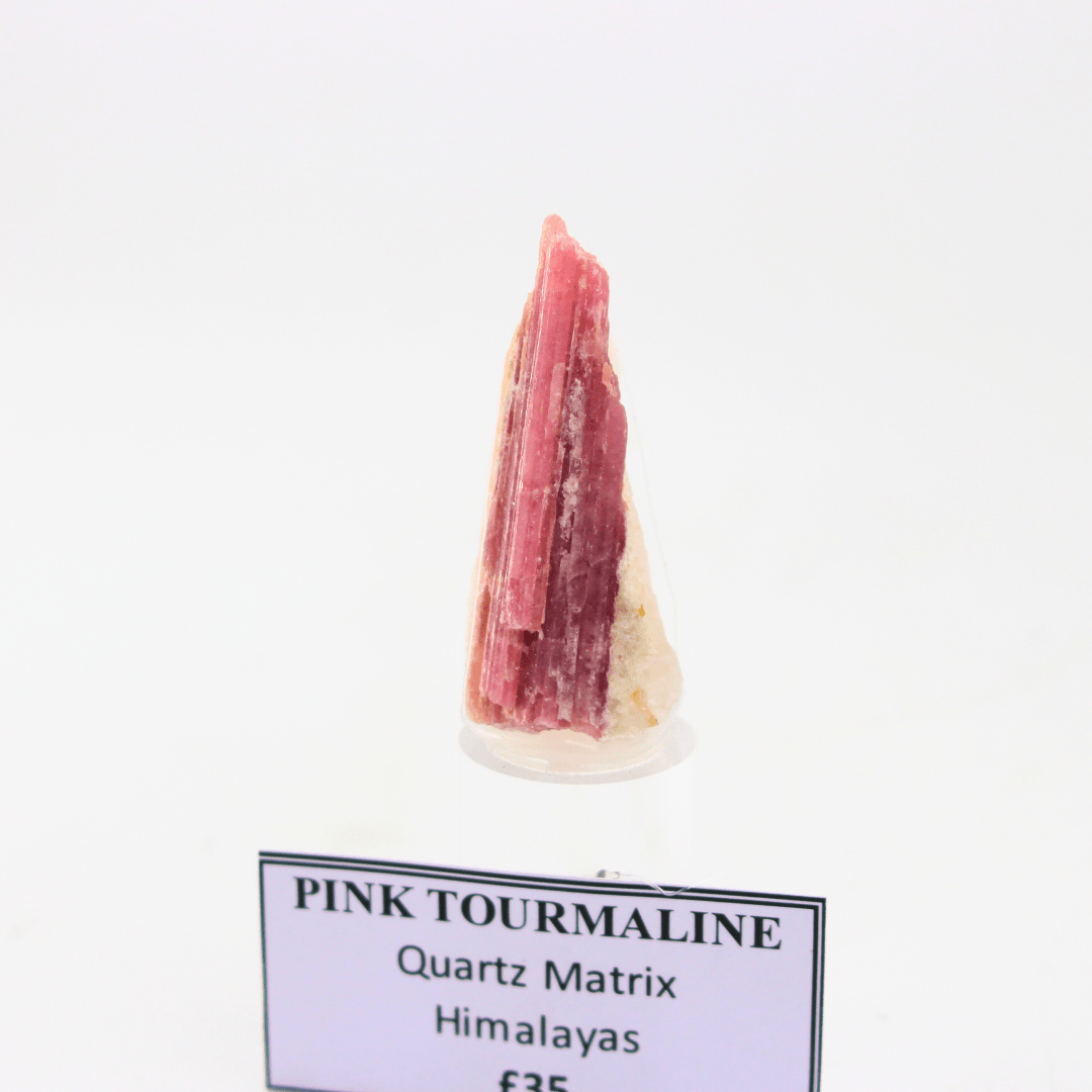 Pink Tourmaline Quartz Matrix Himalayas 18 Natural Mineral Specimen Fine Collectable Cabinet Display Piece Geological Interest