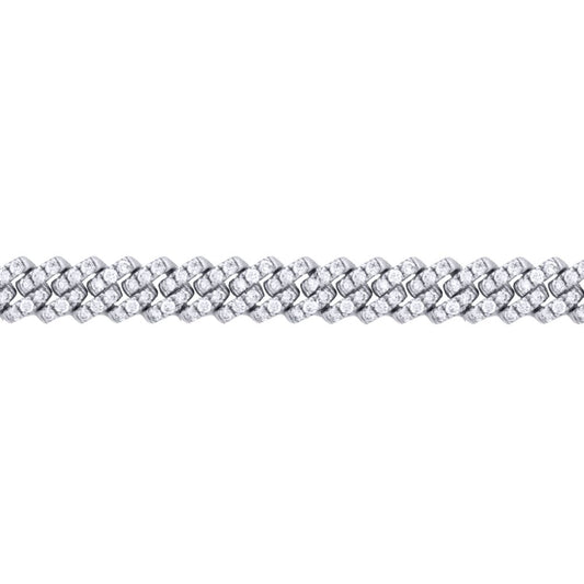 9ct White Cuban Link 2.88ct Diamond Set Bracelet – Imperial Time