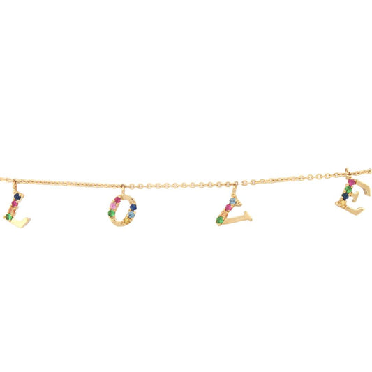 9ct Yellow 0.23ct Rainbow Saph 'LOVE' Bracelet – Imperial Time
