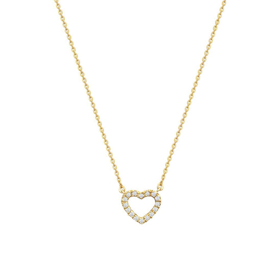 9ct Yellow 0.10ct Natural Diamond Heart Pendant with 16" Chain – Imperial Time