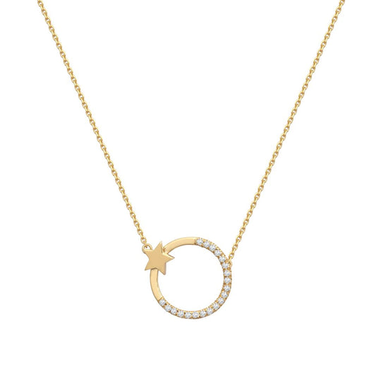 9ct Yellow 0.12ct Circle & Star Natural Diamond Pendant with 16" Chain – Imperial Time