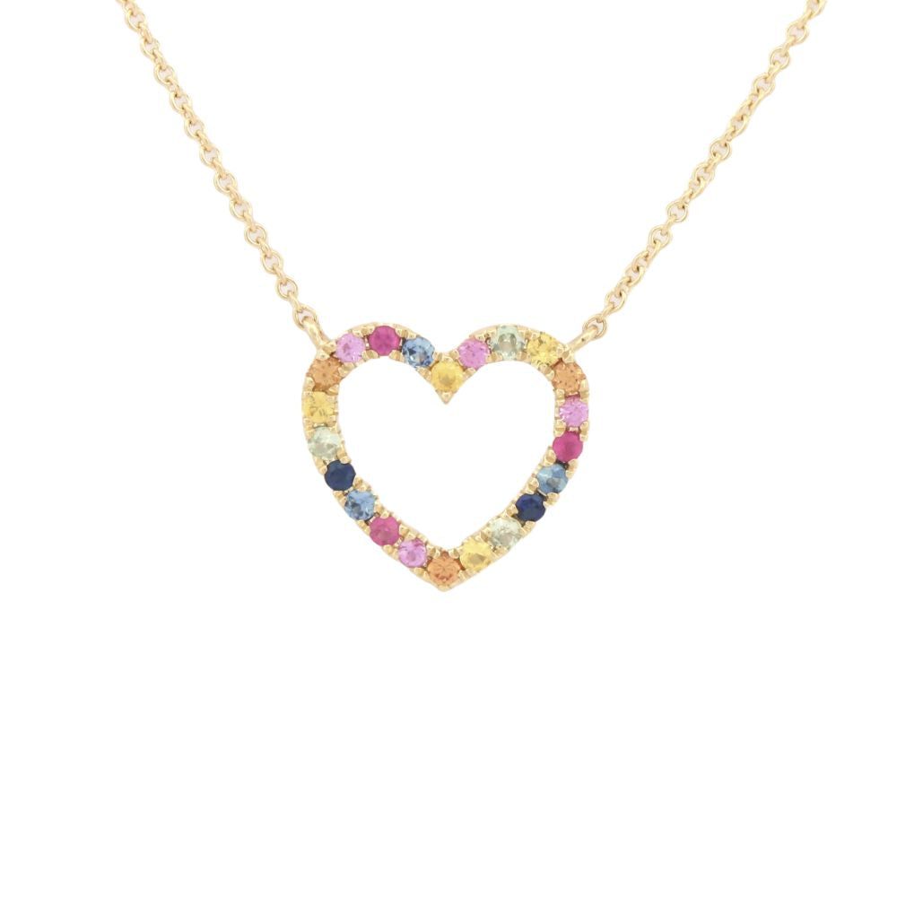 9ct Yellow Gold 0.29ct Rainbow Saph Heart Pendant - 16+2" Chain – Imperial Time
