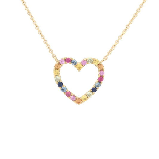 9ct Yellow Gold 0.29ct Rainbow Saph Heart Pendant - 16+2" Chain – Imperial Time