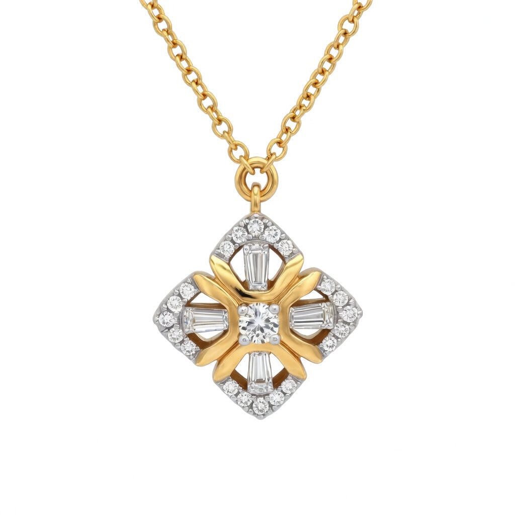 9ct Yellow Gold 0.12ct Diamond Pendant - 16+2" Chain – Imperial Time