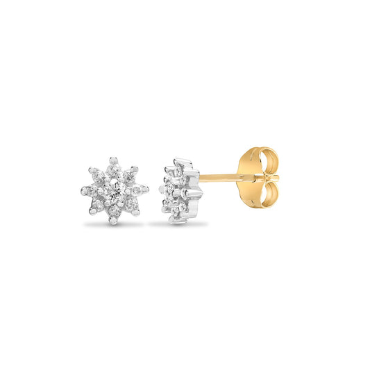 9ct yellow gold 25pt claw set cluster Natural Diamond stud earrings. – Imperial Time