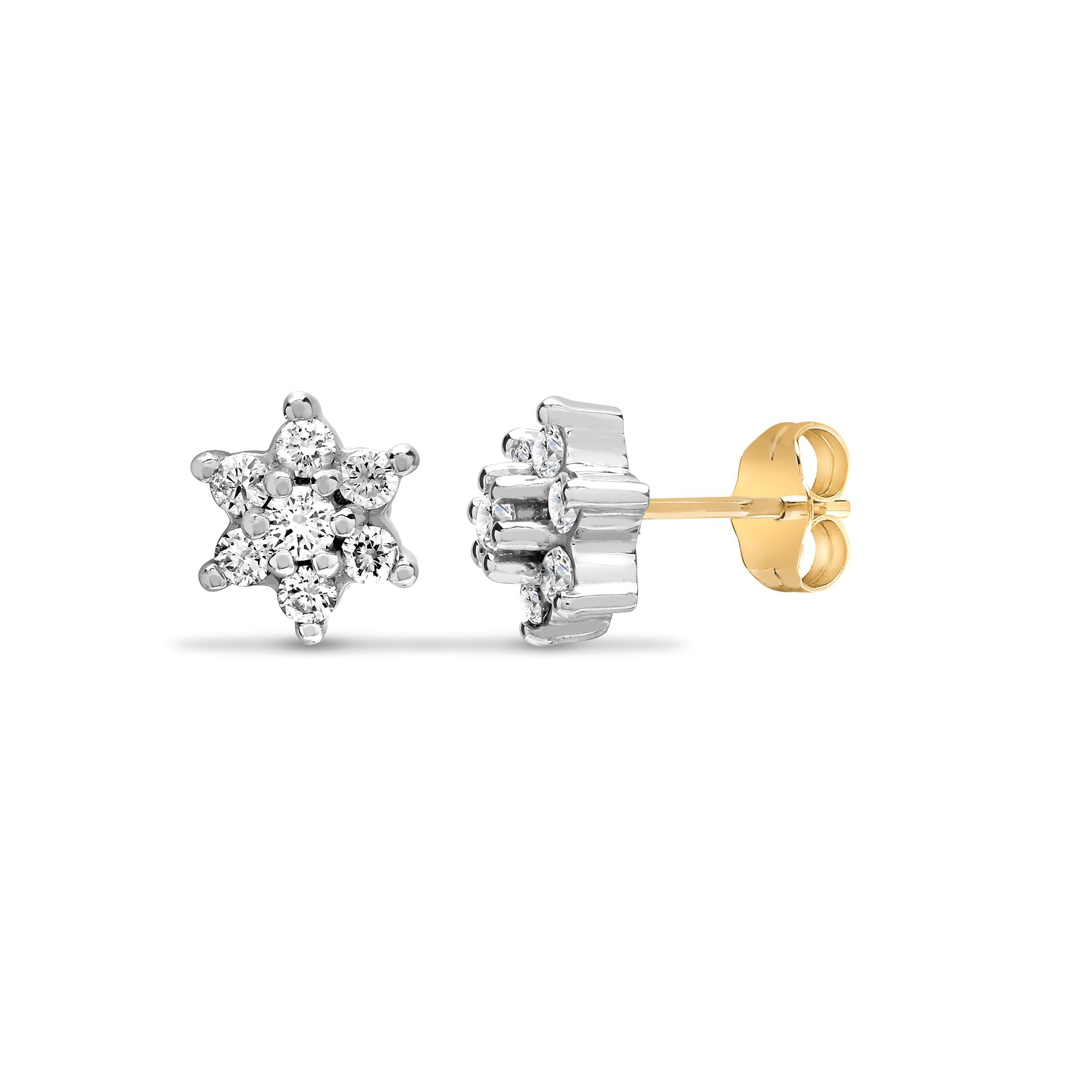 9ct yellow gold 50pt claw set cluster Natural Diamond stud earrings. – Imperial Time