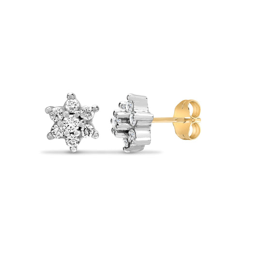 9ct yellow gold 50pt claw set cluster Natural Diamond stud earrings. – Imperial Time