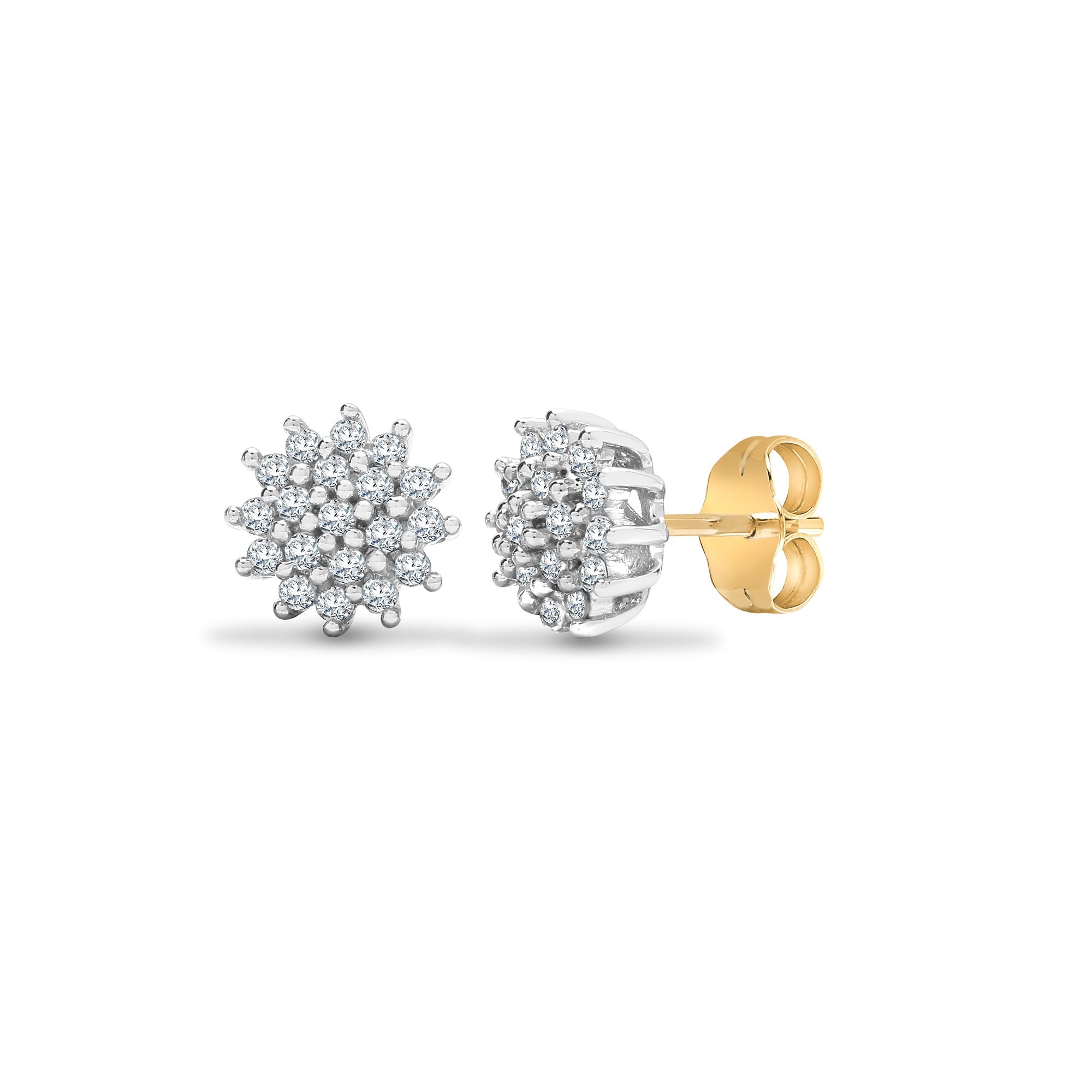 9ct white gold 25pt claw set Natural Diamond stud cluster earrings. – Imperial Time