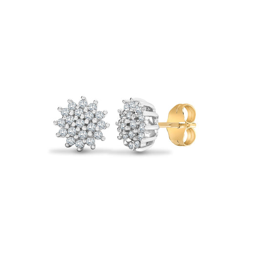 9ct white gold 25pt claw set Natural Diamond stud cluster earrings. – Imperial Time