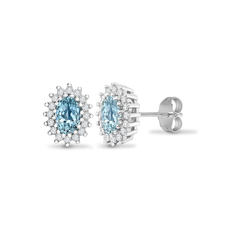 9ct white gold 25pt Natural Diamond and blue topaz stud earrings. – Imperial Time