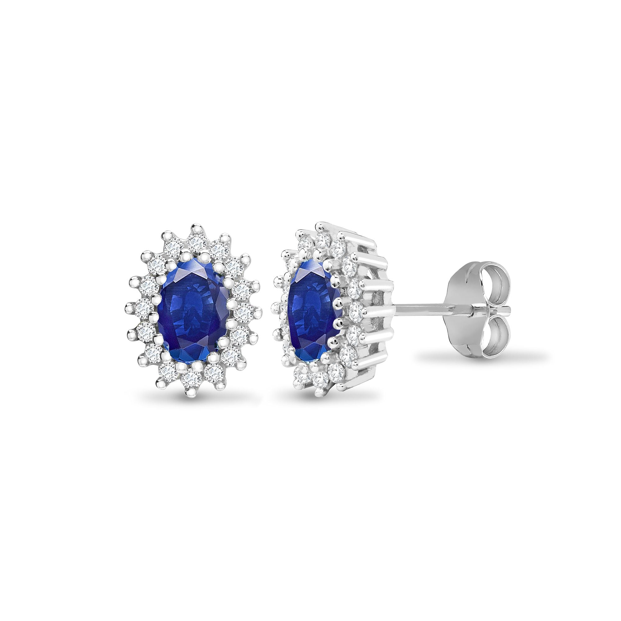9ct white gold 25pt Natural Diamond and sapphire stud earrings. – Imperial Time