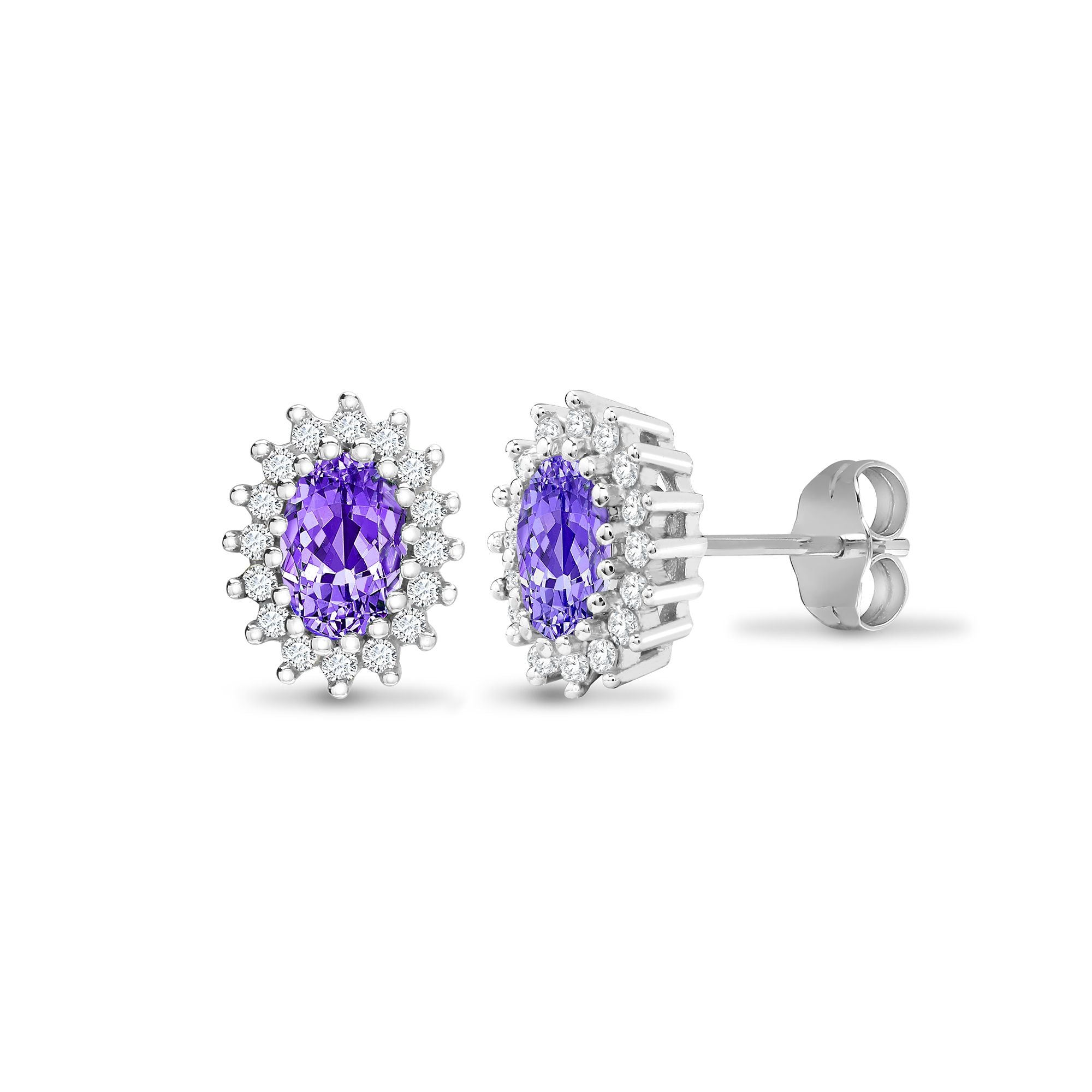9ct white gold 25pt Natural Diamond and amethyst stud earrings. – Imperial Time