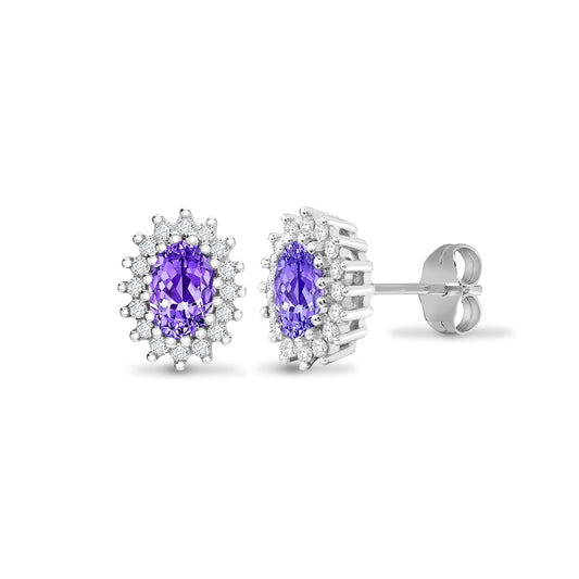 9ct white gold 25pt Natural Diamond and amethyst stud earrings. – Imperial Time
