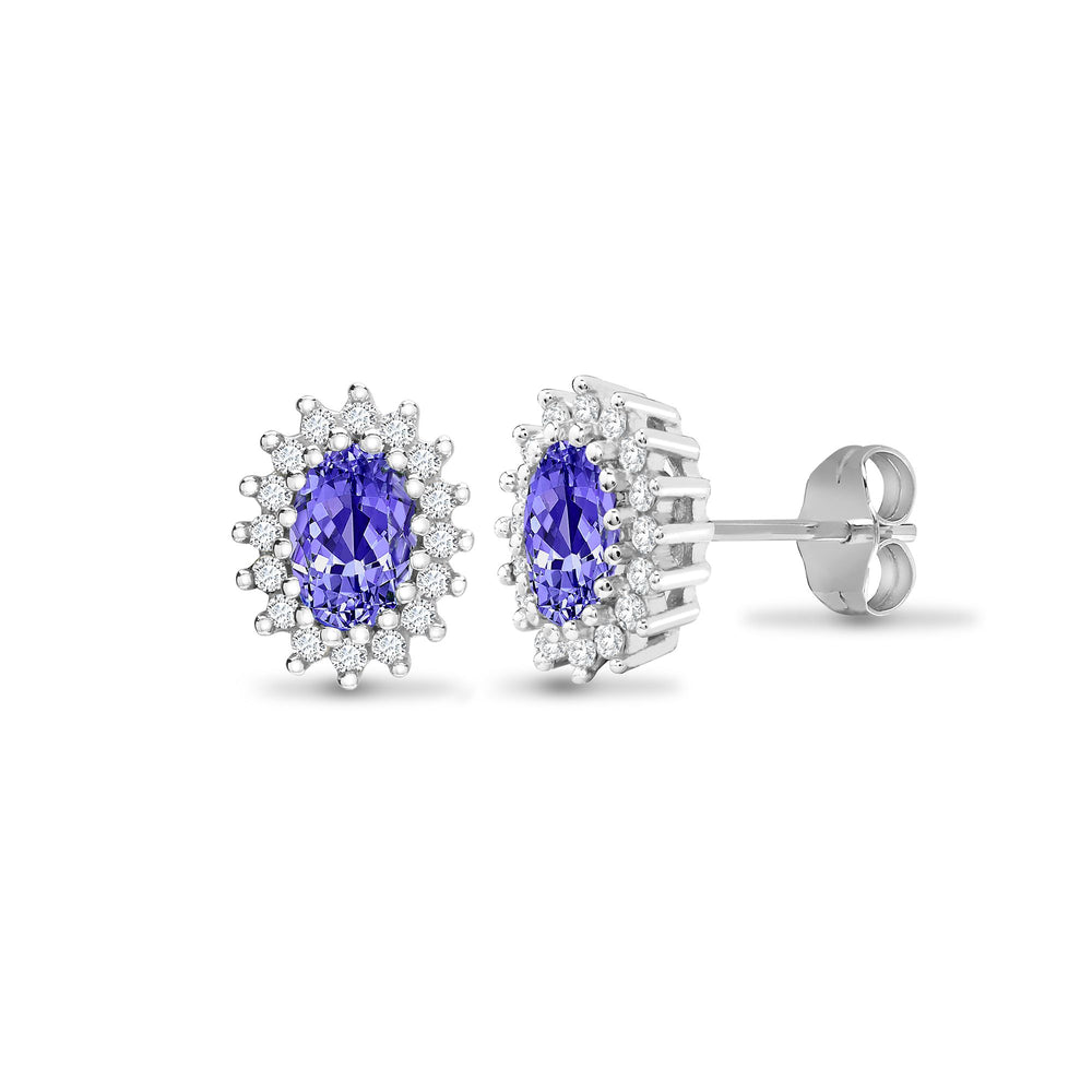9ct white gold 25pt Natural Diamond and tanzanite stud earrings. – Imperial Time