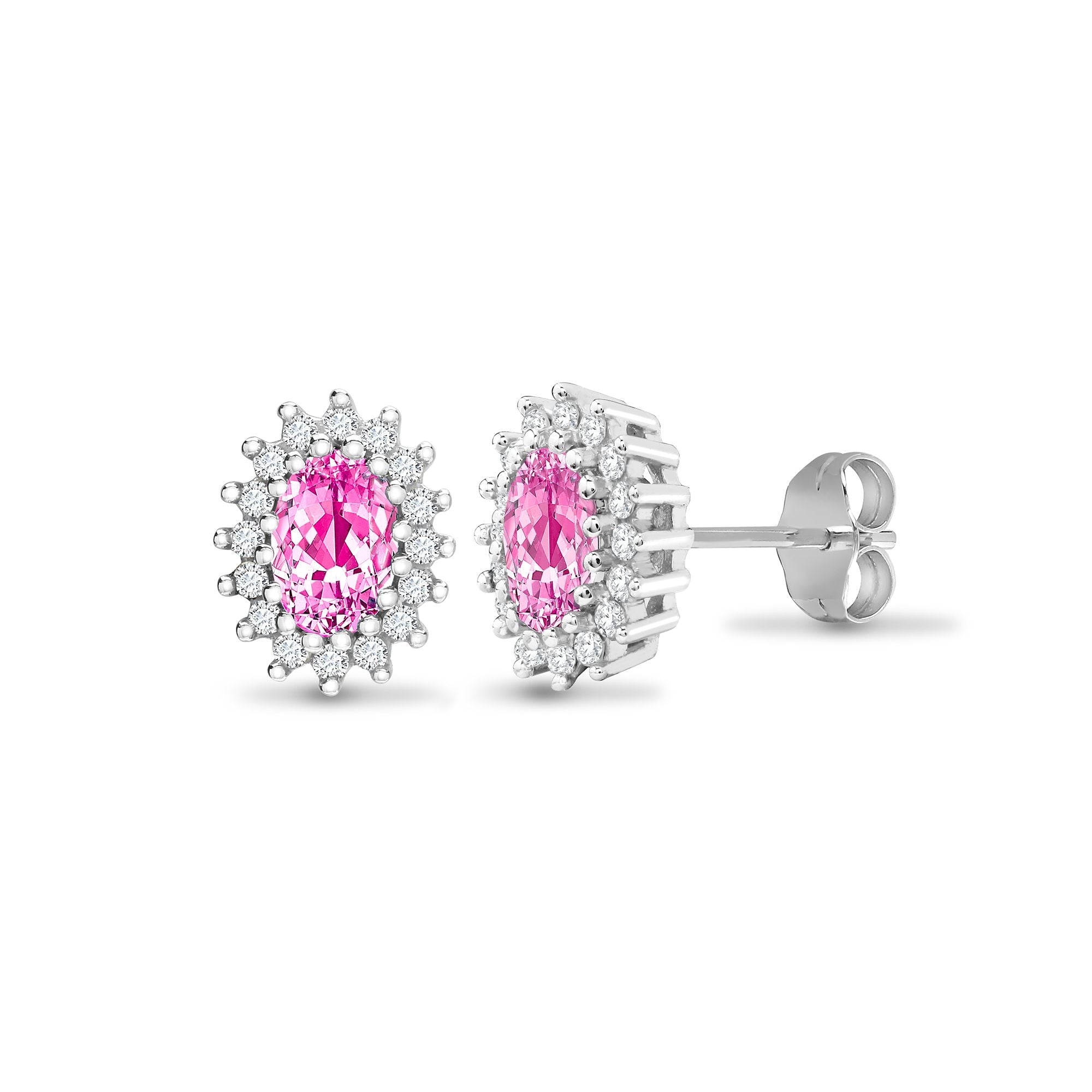 9ct white gold 25pt Natural Diamond and pink sapphire stud earrings. – Imperial Time