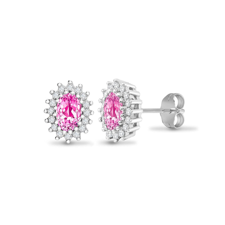 9ct white gold 25pt Natural Diamond and pink sapphire stud earrings. – Imperial Time