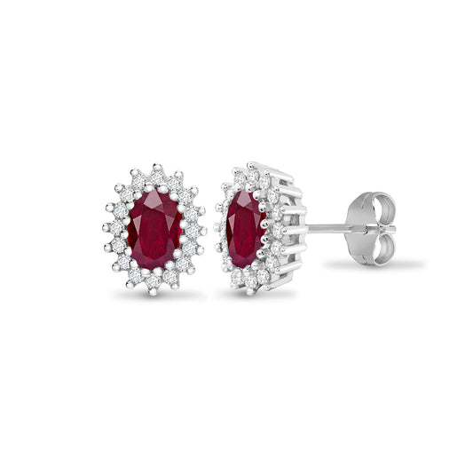 9ct white gold 25pt Natural Diamond and ruby stud earrings. – Imperial Time