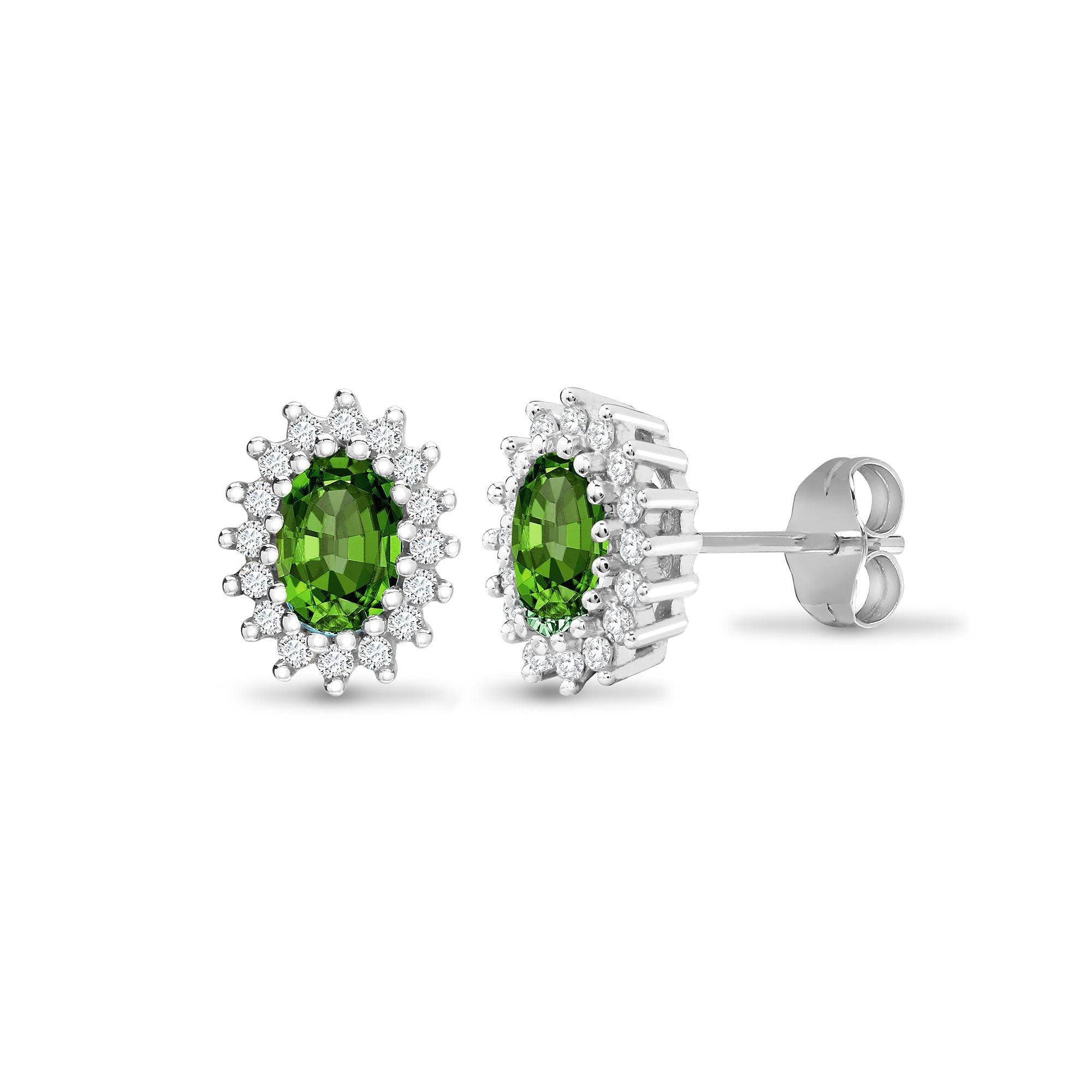 9ct white gold 25pt Natural Diamond and emerald stud earrings. – Imperial Time