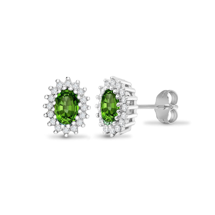 9ct white gold 25pt Natural Diamond and emerald stud earrings. – Imperial Time