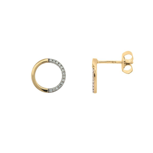 Ohrringe aus 9 Karat Gelbgold mit Diamantkreis (0,08 Karat)