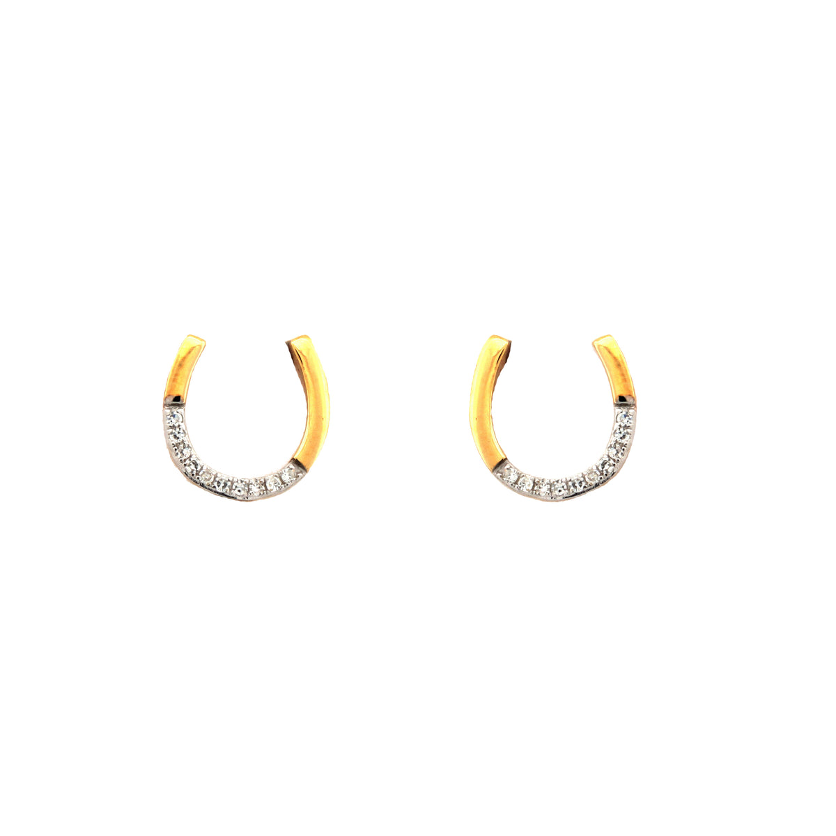 9ct Yellow Gold 0.05ct Diamond Horseshoe Earrings – Imperial Time