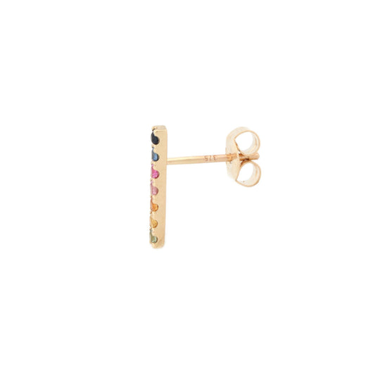 9 Karat Gelbgold 0,34 Karat Regenbogen-Saphir-Stabohrringe