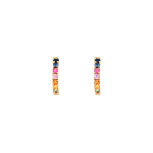 9 Karat Gelbgold 0,34 Karat Regenbogen-Saphir 12mm Creolen