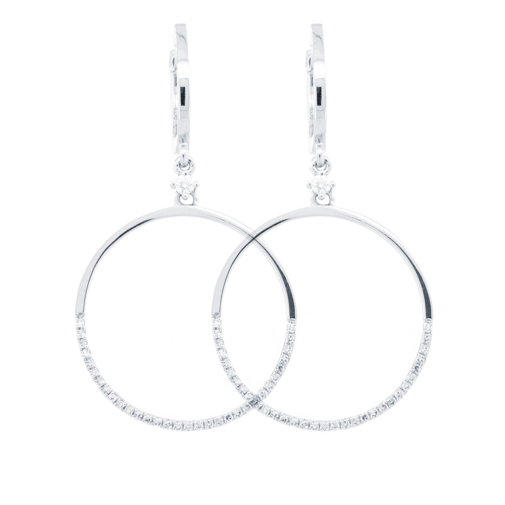 9ct White Gold 0.23ct Diamond Drop Circle Earrings – product view