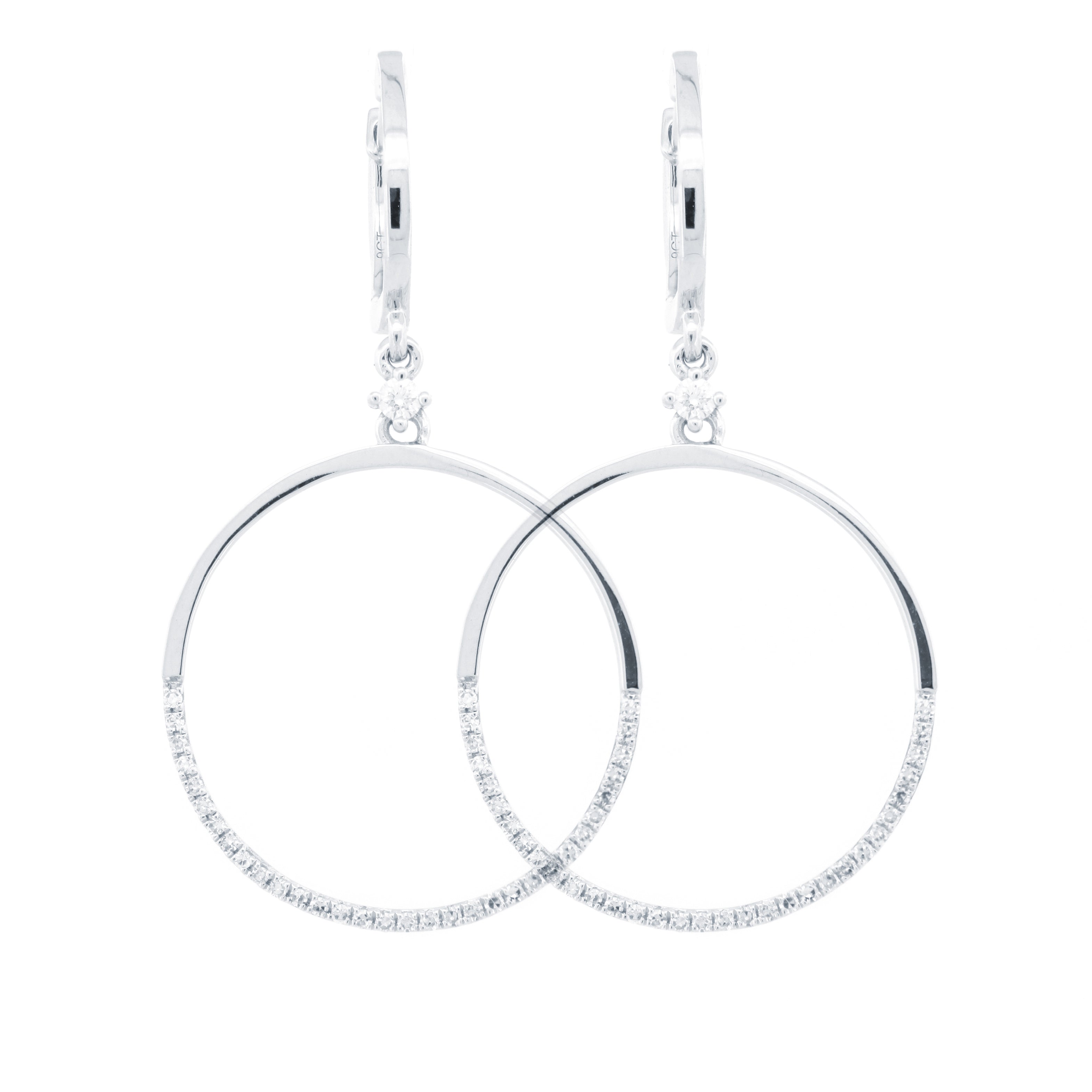 9ct White Gold 0.23ct Diamond Drop Circle Earrings – Imperial Time