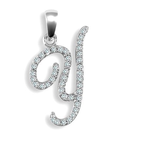 9ct White Gold Natural Diamond Set Initial Pendant – Imperial Time