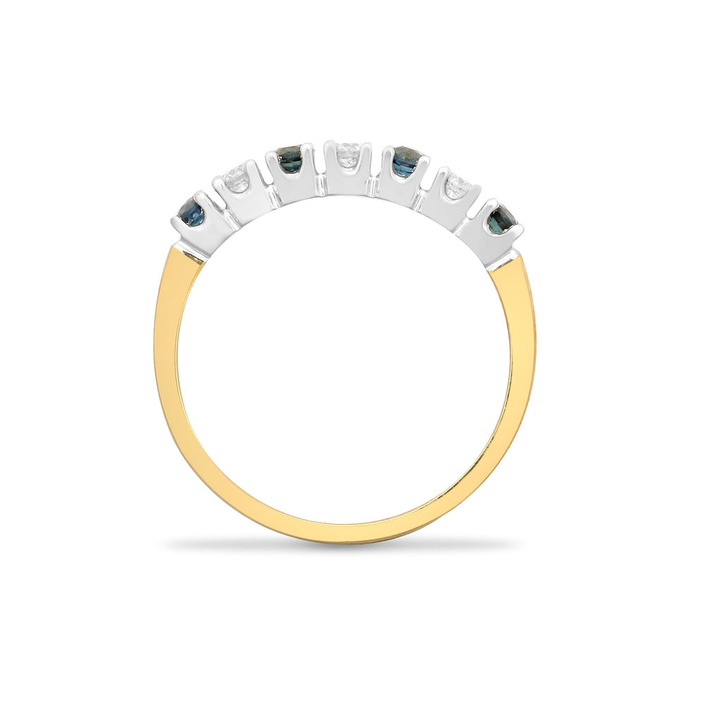 9ct Yellow Gold Natural Diamond 15pts & Sapphire 20pts Half Eternity Ring (9R022) – product view