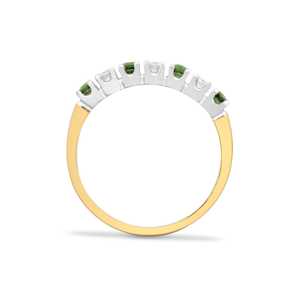 9ct Yellow Gold Natural Diamond 15pts & Emerald 20pts Half ET Ring (9R227) – product view
