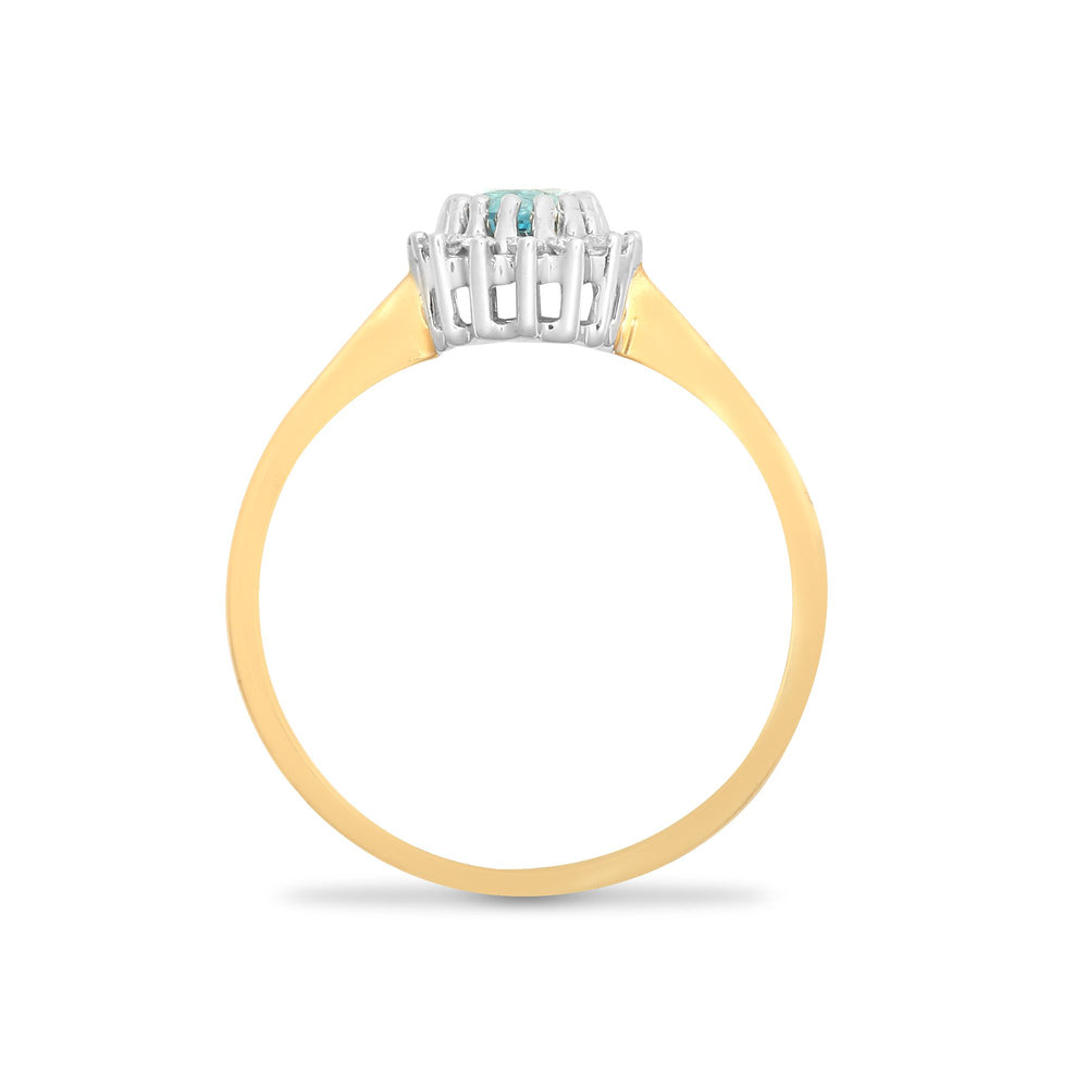 9ct Yellow Gold Natural Diamond 12pts & Blue Topaz 57pts Ring (9R400) – product view