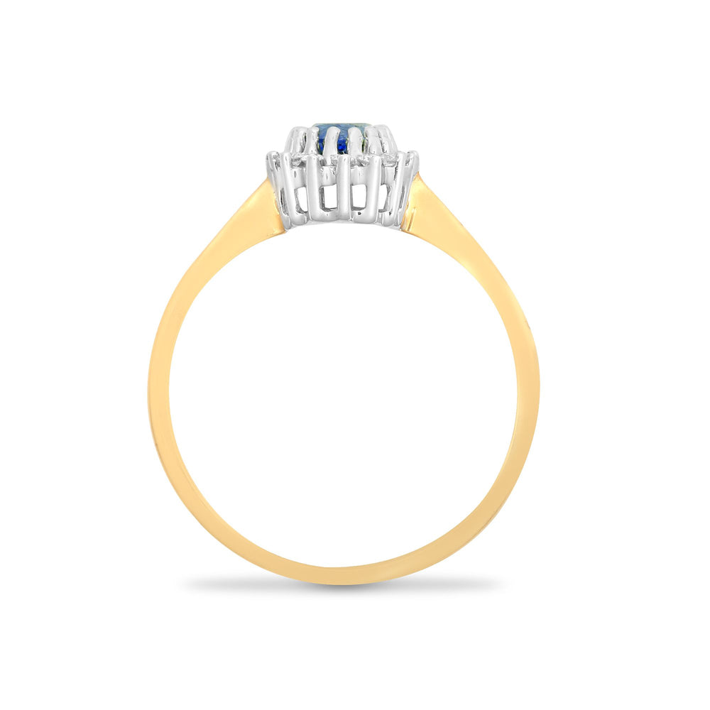 9ct Yellow Gold Natural Diamond 12pts & Sapphire 56pts Ring (9R401) – product view