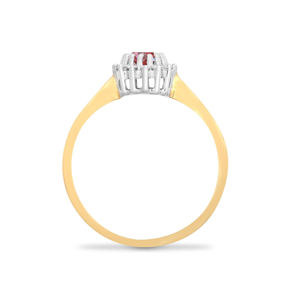 9ct Yellow Gold Natural Diamond 12pts & Ruby 60pts Ring (9R405) – product view