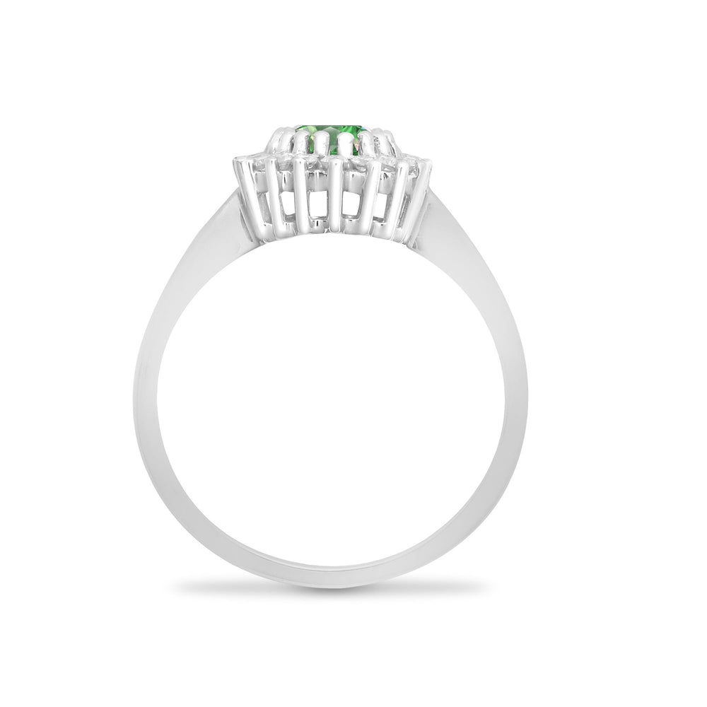9ct White Gold Natural Diamond 23pts & Emerald 78pts Ring – product view