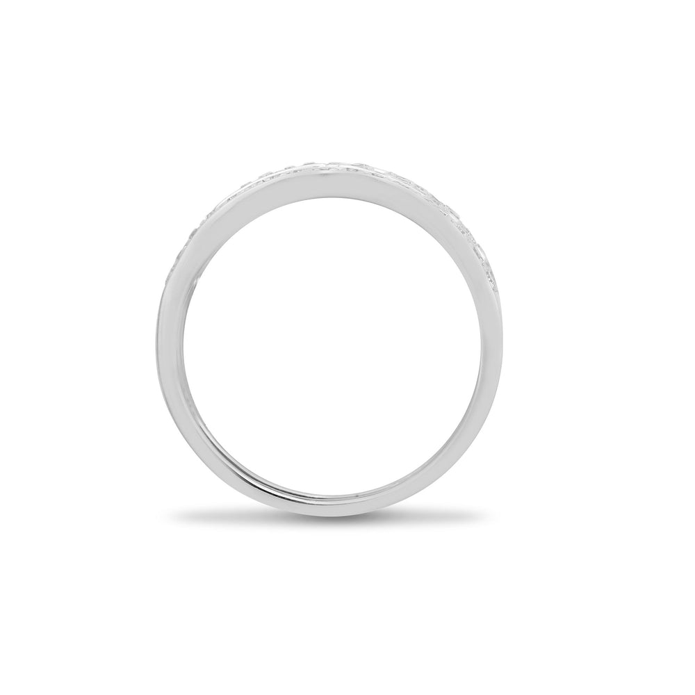 Anello in oro bianco 9 carati, 0,50 carati di diamanti naturali, stile chiave greca