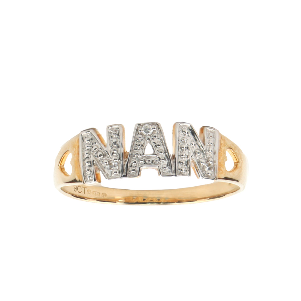 9ct Yellow Gold 0.02ct Natural Diamond NAN Ring – Imperial Time
