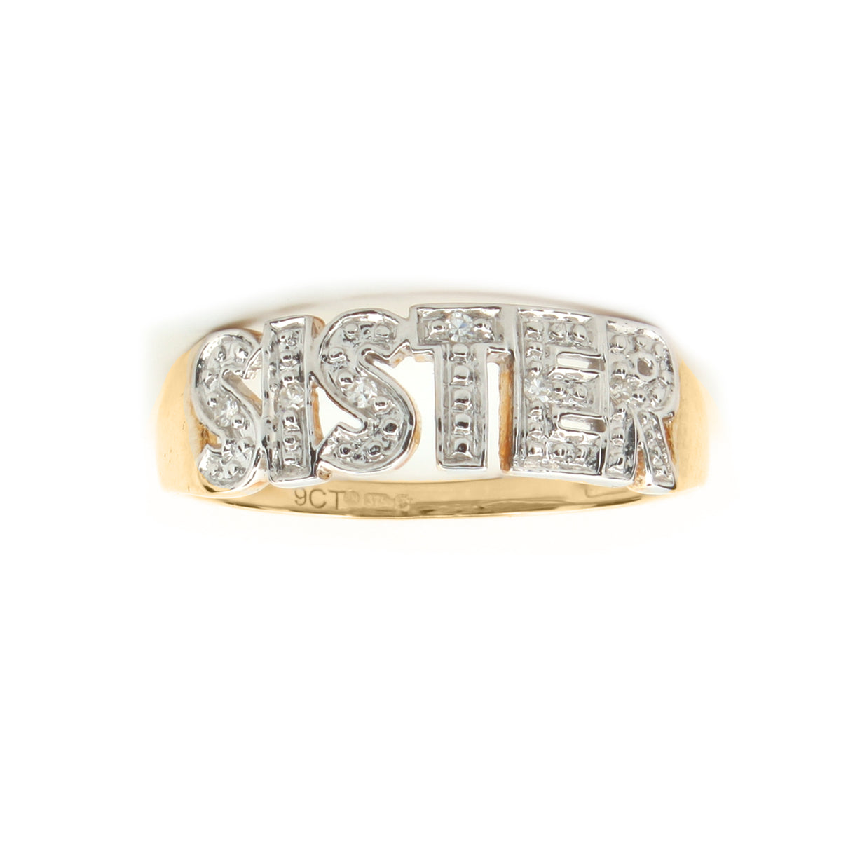9ct Yellow Gold 0.03ct Natural Diamond SISTER Ring – Imperial Time