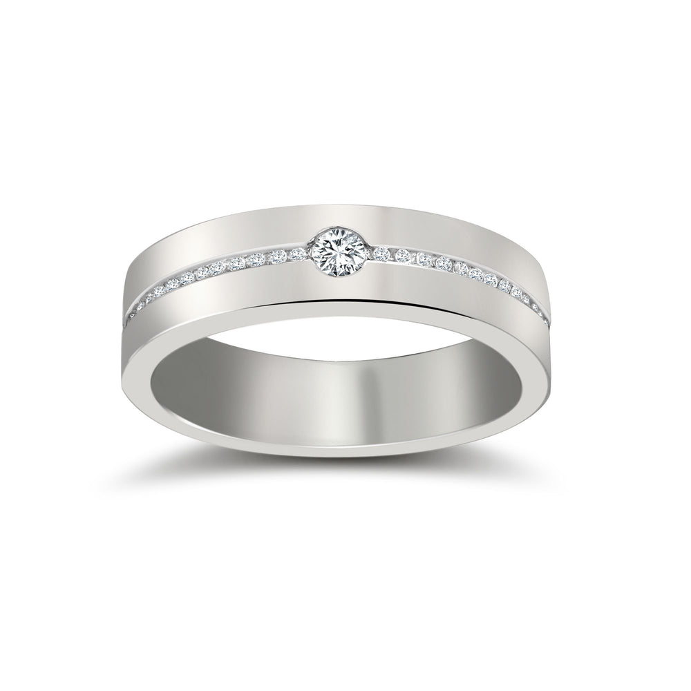 9ct White Gold RBC Flat Court Natural Diamond Wedding Band Half Set - 4mm - 28pts – Imperial Time