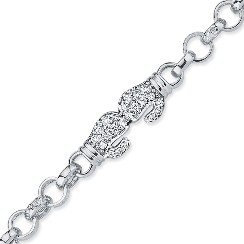 925 Silver Cubic Zirconia Set Double Boxing Glove Belcher Bracelet – Imperial Time