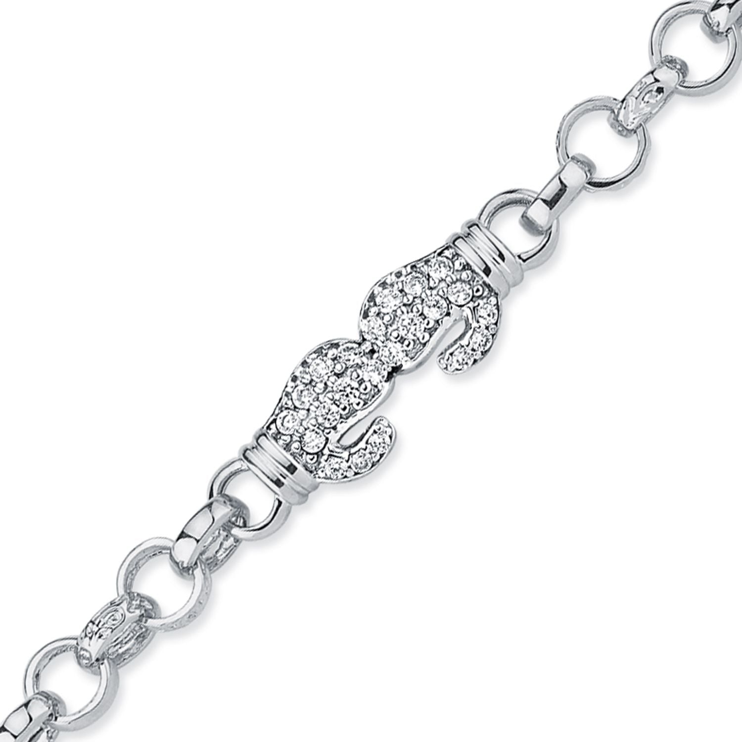 925 Silver Cubic Zirconia Set Double Boxing Glove Belcher Bracelet – Imperial Time