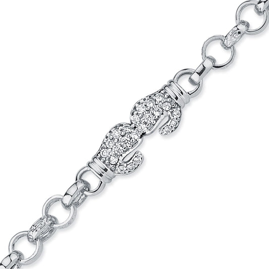 925 Silver Cubic Zirconia Set Double Boxing Glove Belcher Bracelet – Imperial Time